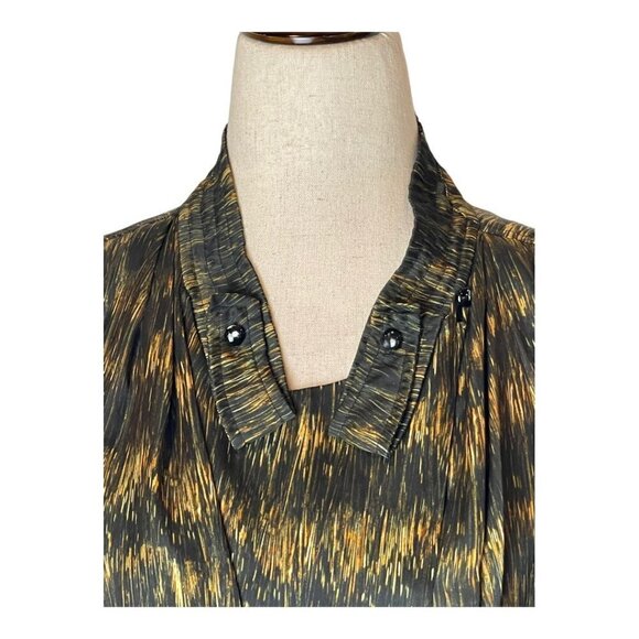 Isabel Marant‎ Black And Gold Long Sleeve Pleated Draped Mini Dress Size M - Picture 3 of 9